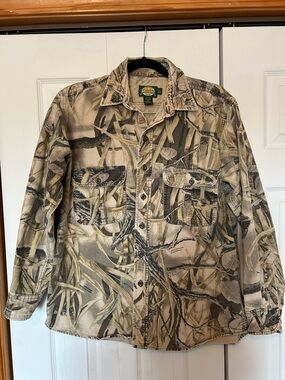 Vintage Cabela's Wetlands Camo Field Shirt - Tan, Brown & Green 100% cotton L